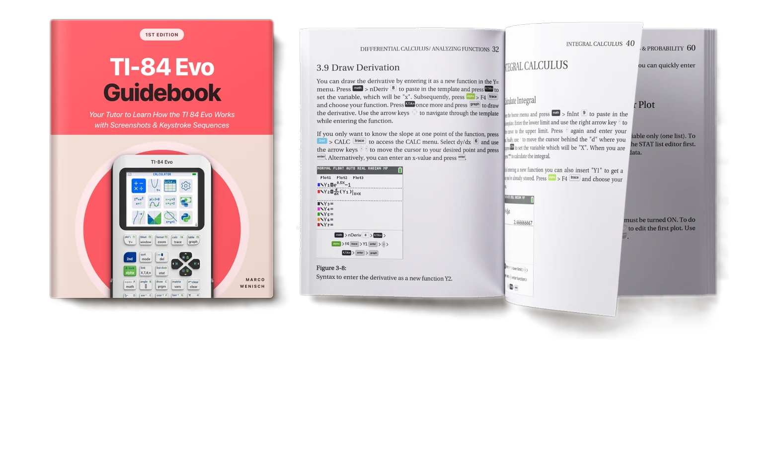 TI-84 Evo Guidebook, 1st Edition — paperback with sample pages